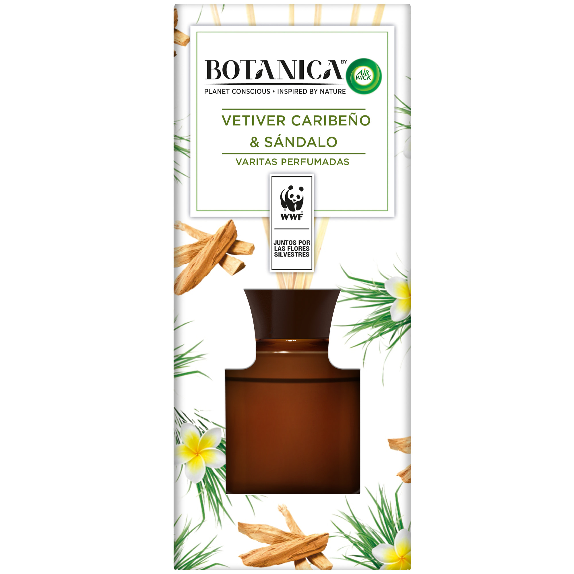 Botanica by Air Wick Varitas perfumadas, aroma Vetiver Caribeño y Sándalo - 80ml