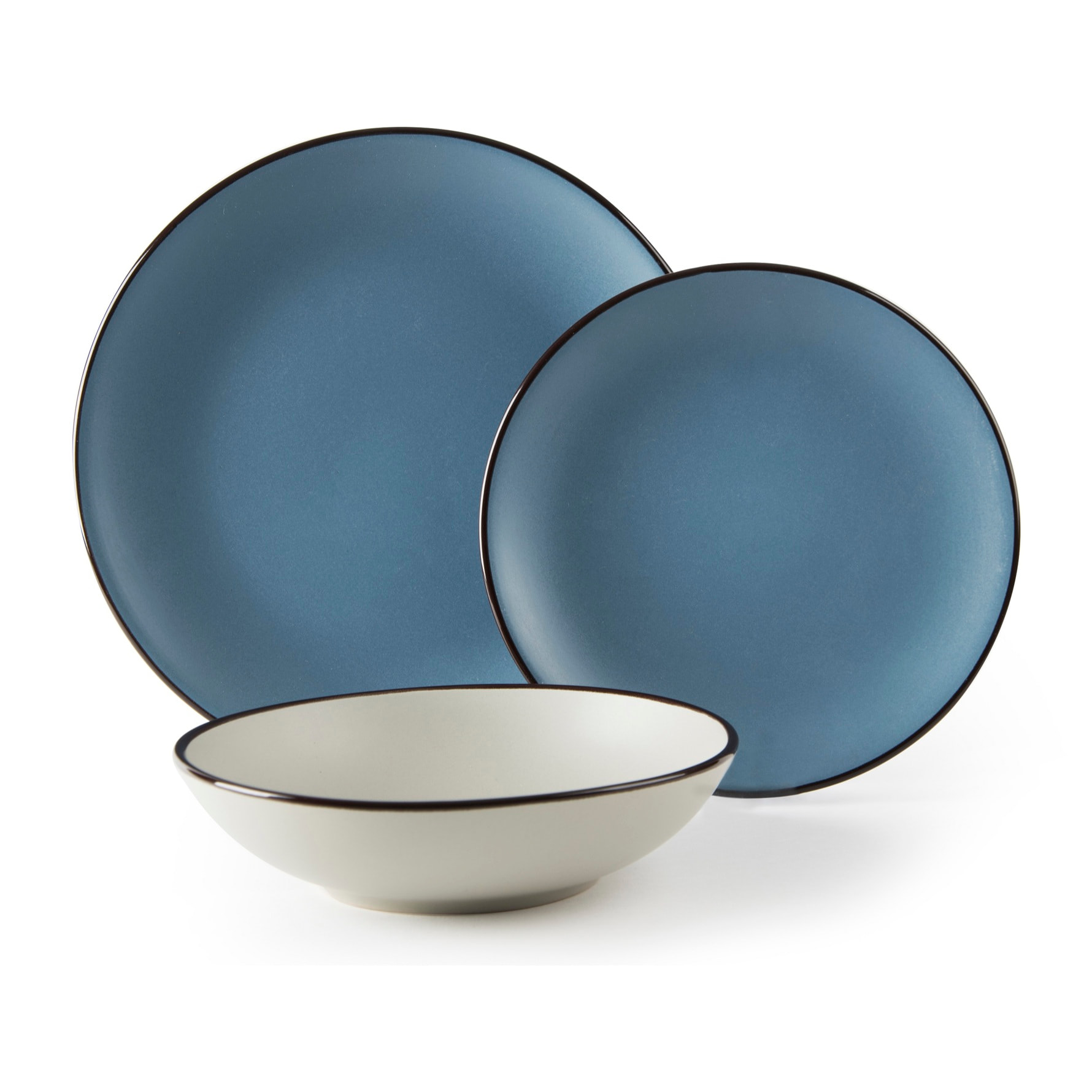 Service 18 assiettes Excelsa Blue Moon, stoneware, bleu