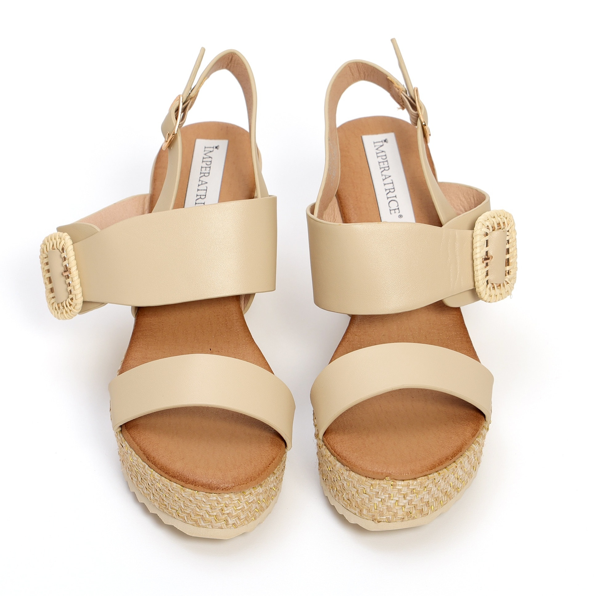 Sandali in simil pelle con zeppa