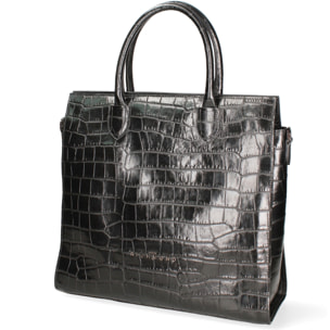 Borsa a mano da donna Made in Italy - Veridia Lux - Pelle effetto cocco - 34.0 x 32.0 x 11.5 cm