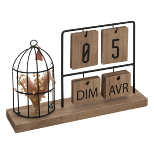 Calendrier en bois & métal H18,5cm