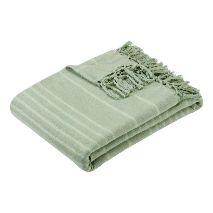 Jeté de lit Anjali 230x250 vert céladon en coton