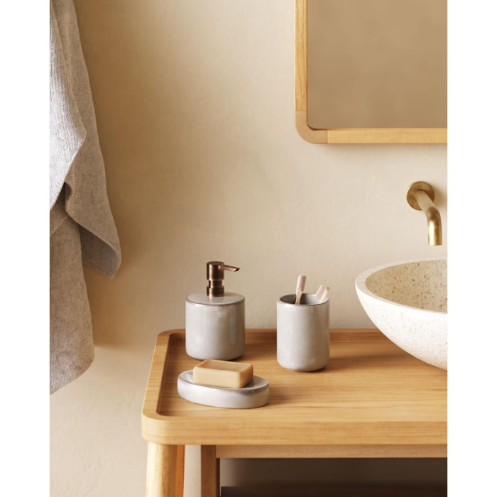 Kave Home - Portasapone Chavela in ceramica grigia