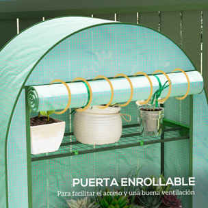 Invernadero de Exterior Invernadero Pequeño de 4 Niveles con 4 Estantes Puerta Enrollable Cubierta de PE y Marco de Acero para Cultivos Plantas Flores 105x45x160 cm Verde