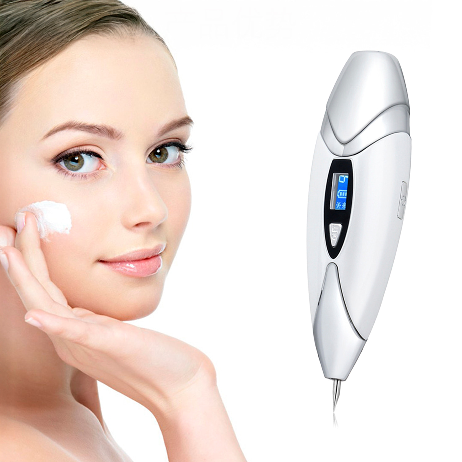 Bolígrafo eléctrico para eliminar imperfecciones de la piel ( lunares, manchas, berrugas, pecas, etc.). Con batería recargable y 9 niveles de intensidad. Incluye 10 agujas finas y 1 gruesa.