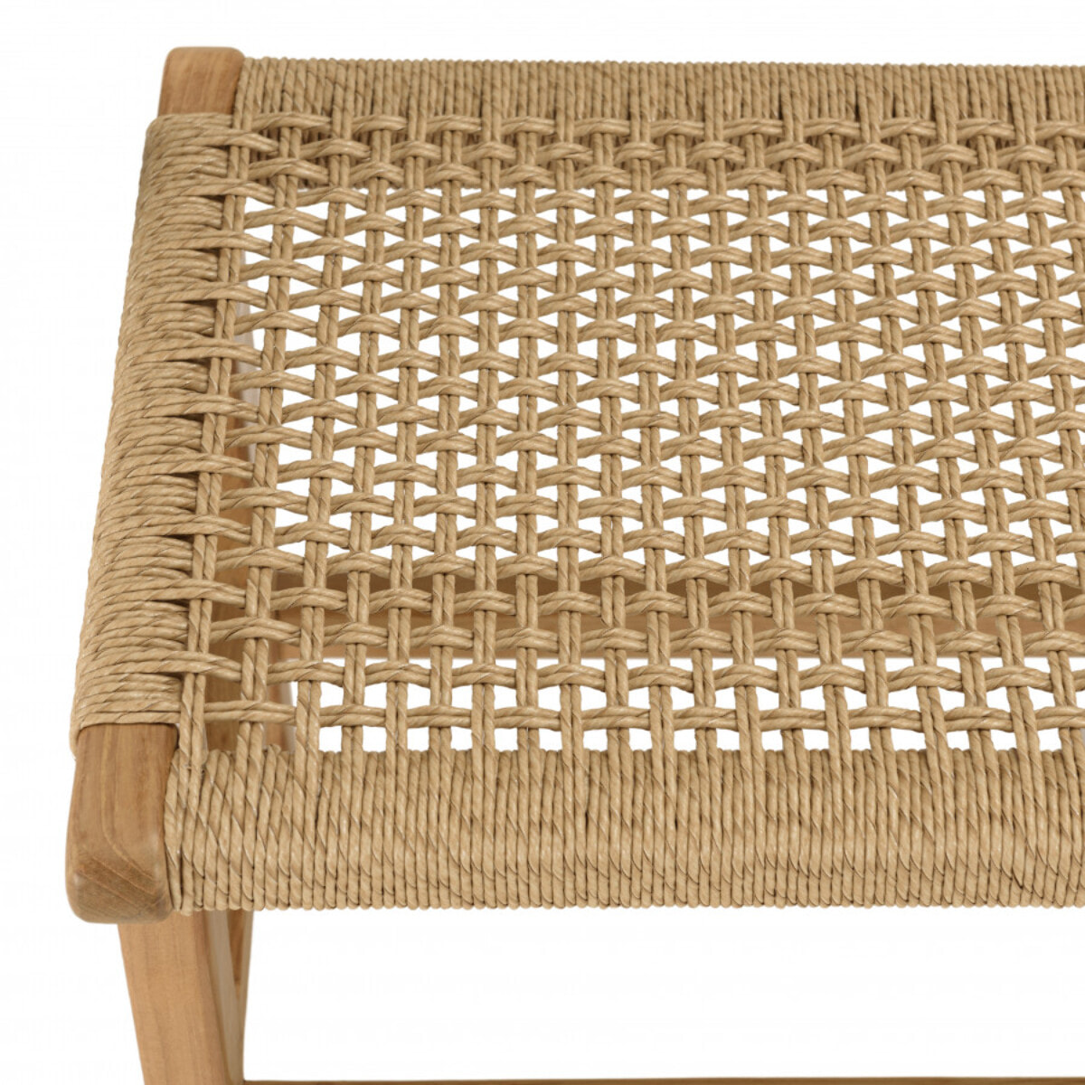 VALERIA - Banc de jardin 3 places teck assise rotin synthétique beige