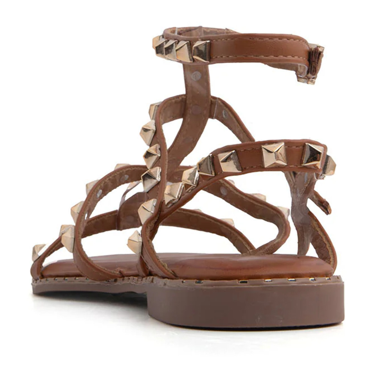 Sandalo gladiator con borchie - CAMMELLO