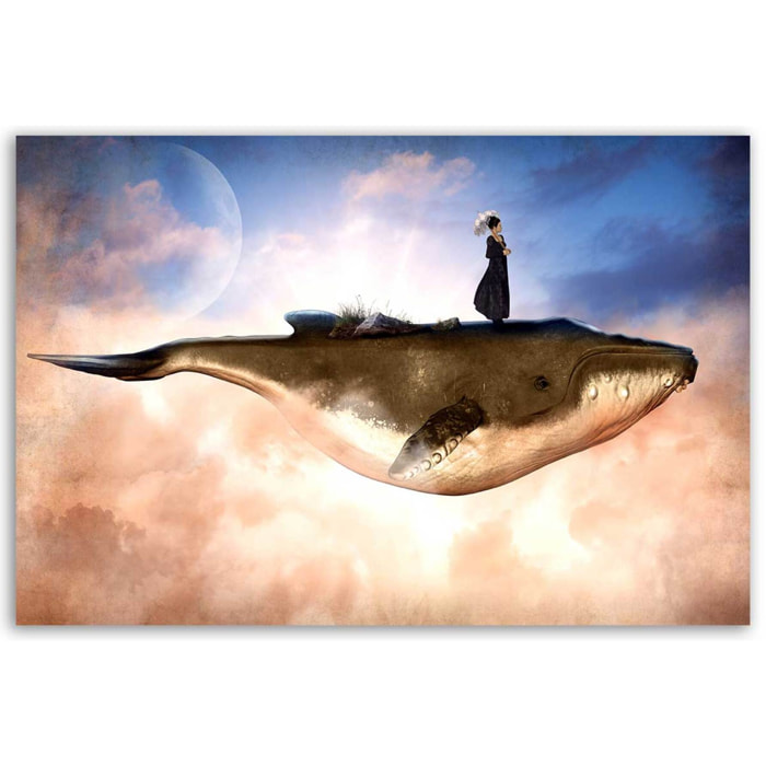 Tableau surréaliste baleine céleste Toile imprimée
