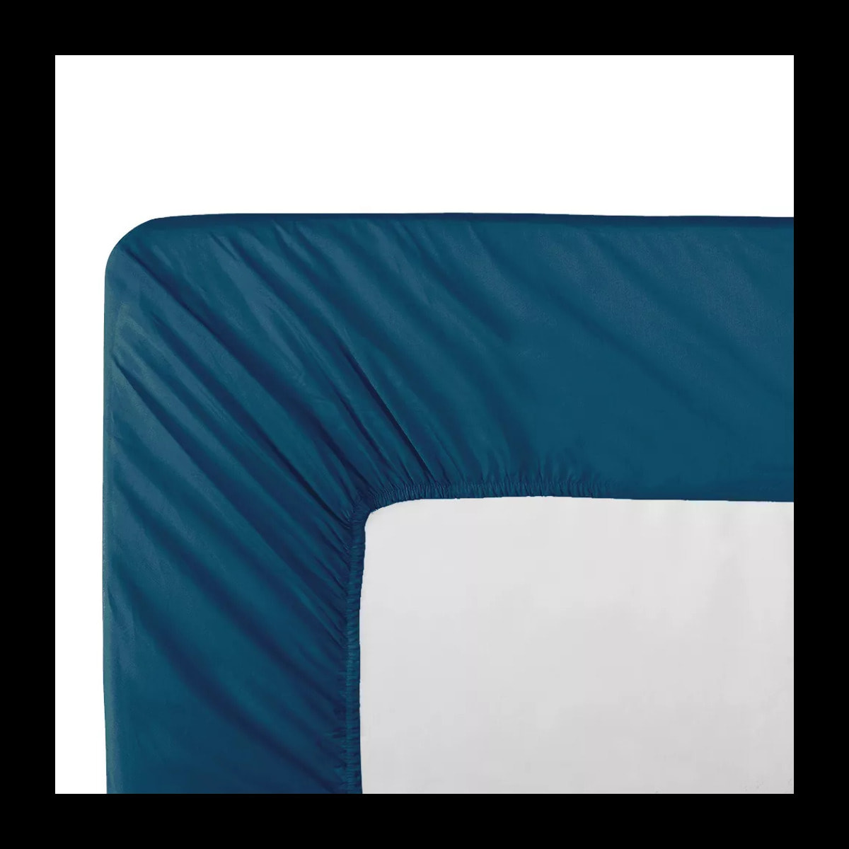 Drap housse b40 percale de coton uni bleu La percale francaise ocean