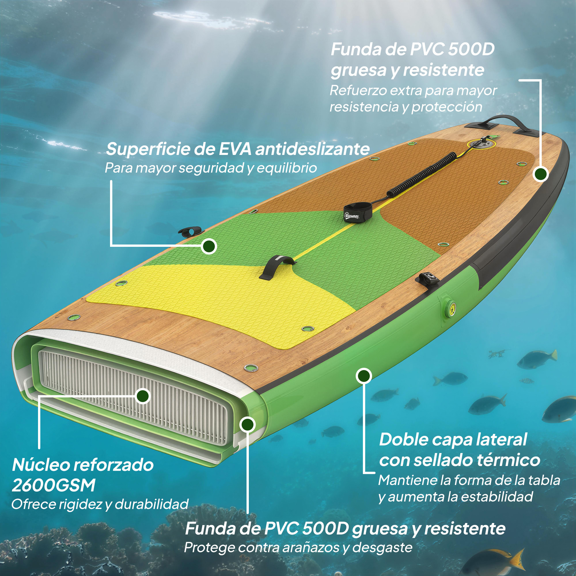 Tabla Paddle Surf Hinchable con Accesorios, 335 cm, Remo Convertible, Asiento, Aletas, Stand Up Paddle Board con Superficie Antideslizante, Bomba, Mochila y Funda, Carga 180 kg, para Adultos