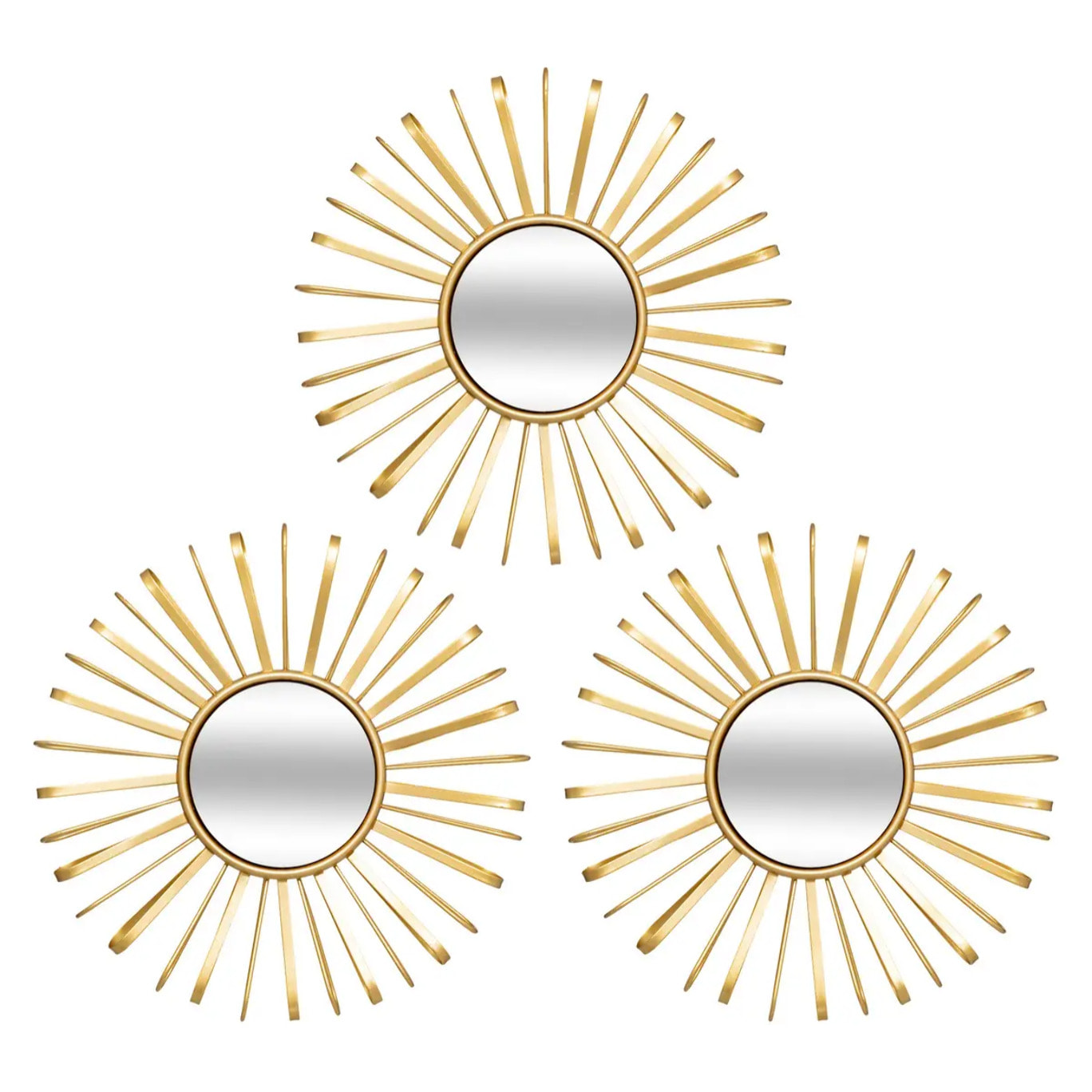 3 miroirs "Warren" doré D24,5cm