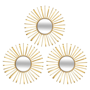 3 miroirs "Warren" doré D24,5cm