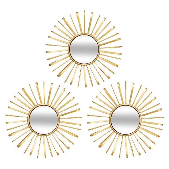 3 miroirs "Warren" doré D24,5cm