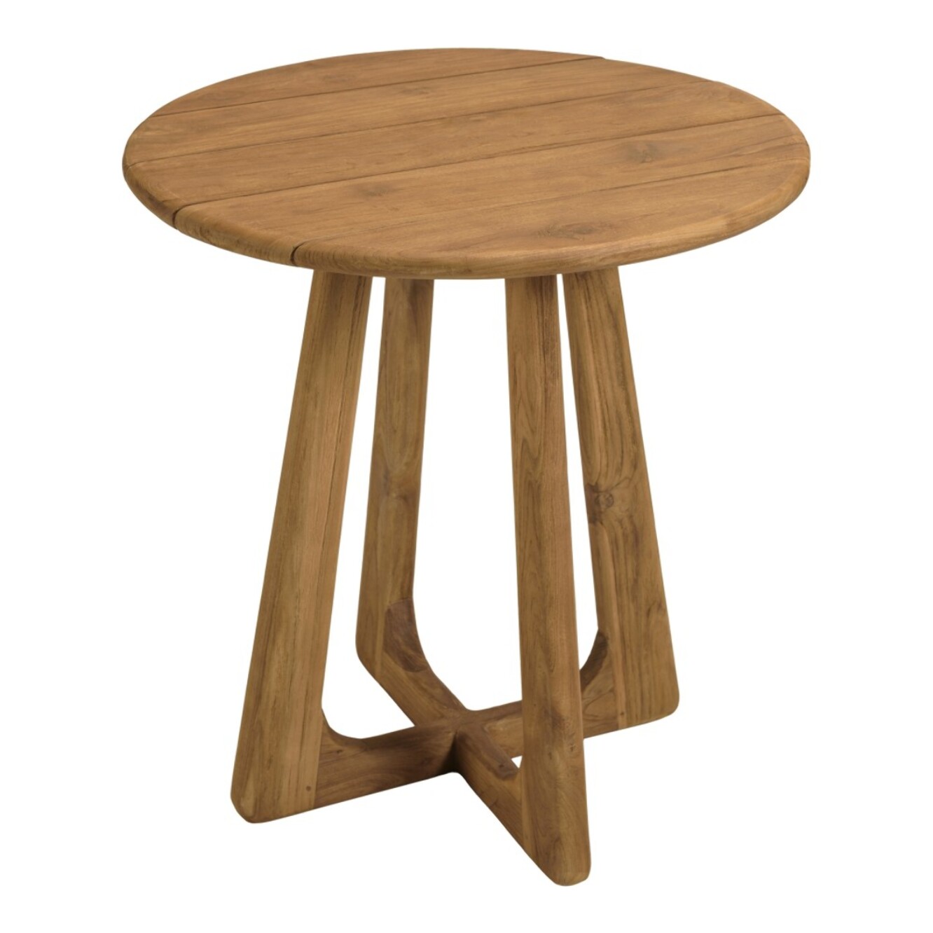 COLINE - Table à manger de jardin ronde en bois de teck recyclé D70cm (2 COLIS)