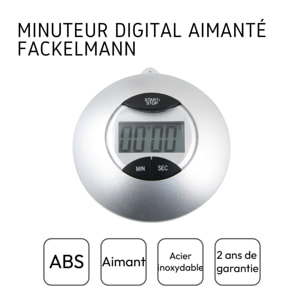 Minuteur digital de cuisine aimanté avec pile incluse Fackelmann Basic