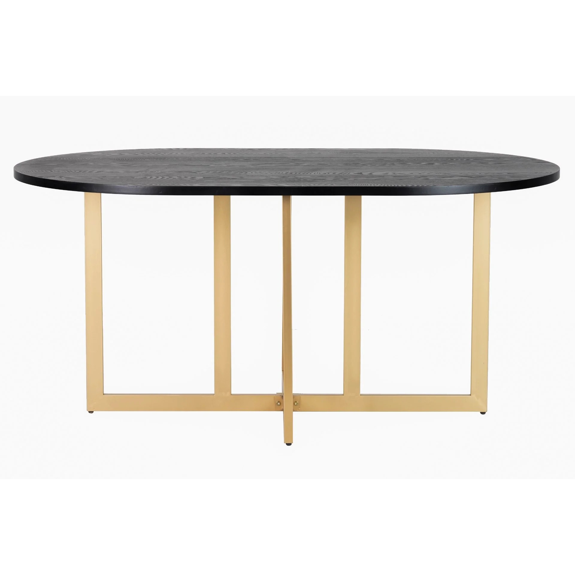 Mesa Comedor Mdf Metal Negro Dorado 160x100x75 Cm