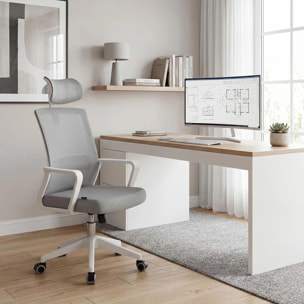 Silla de oficina ergonómica en blanco y gris 111-121x51 cm Dafne Tex Blanco - Gris