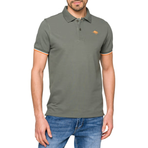 Polo Hot Buttered Lizard con righine verde militare