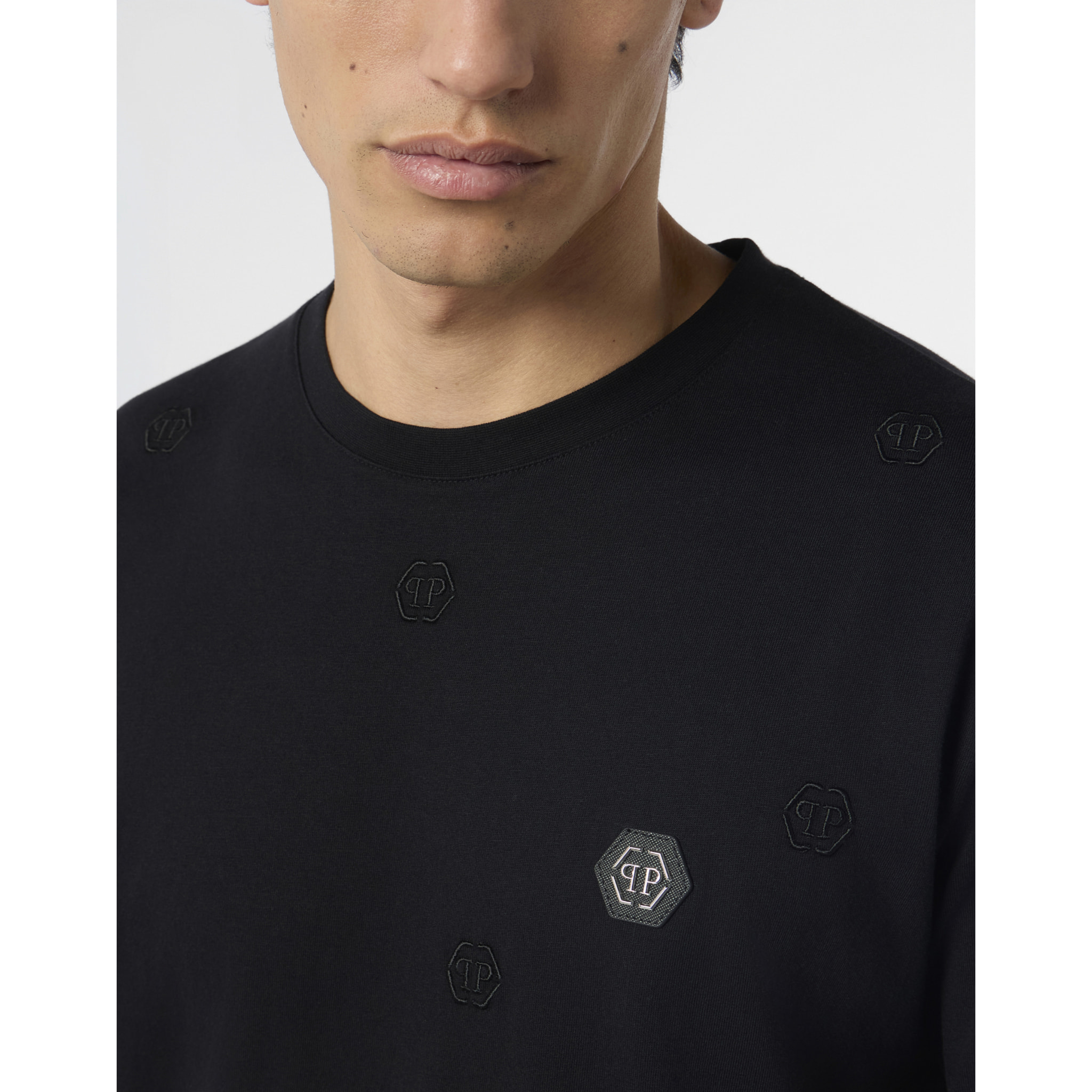 PHILIPP PLEIN Embroidered Round Neck T-Shirt Monogram Monogram