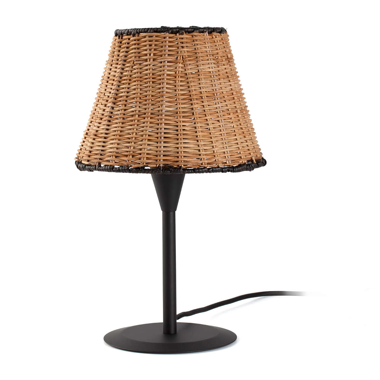 SUMBA S Mini lampe de table noire/rotin