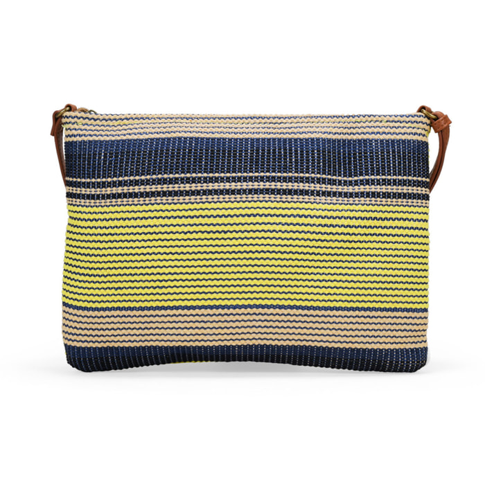 Bolso bandolera azul en rafia con cremallera