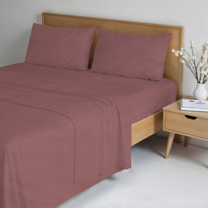 COMPLETO LETTO WATER WASHED, 100% Microfibra, No Stiro - ROSSO CORALLO