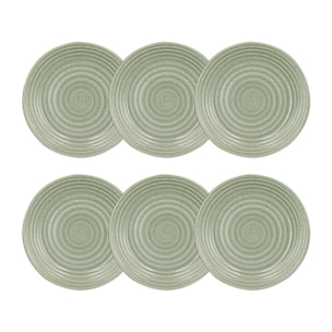 Lot de 6 assiettes à dessert 21cm en grès vert TURBOLINO