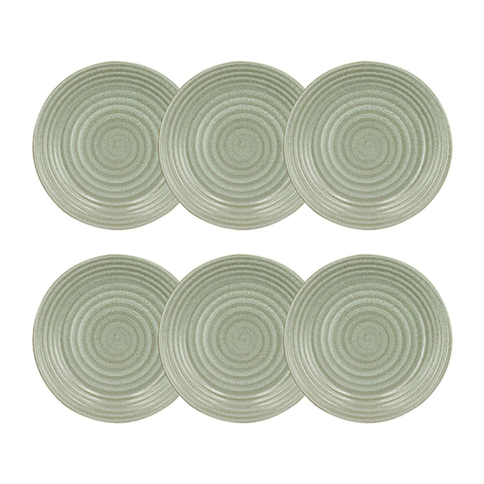 Lot de 6 assiettes à dessert 21cm en grès vert TURBOLINO