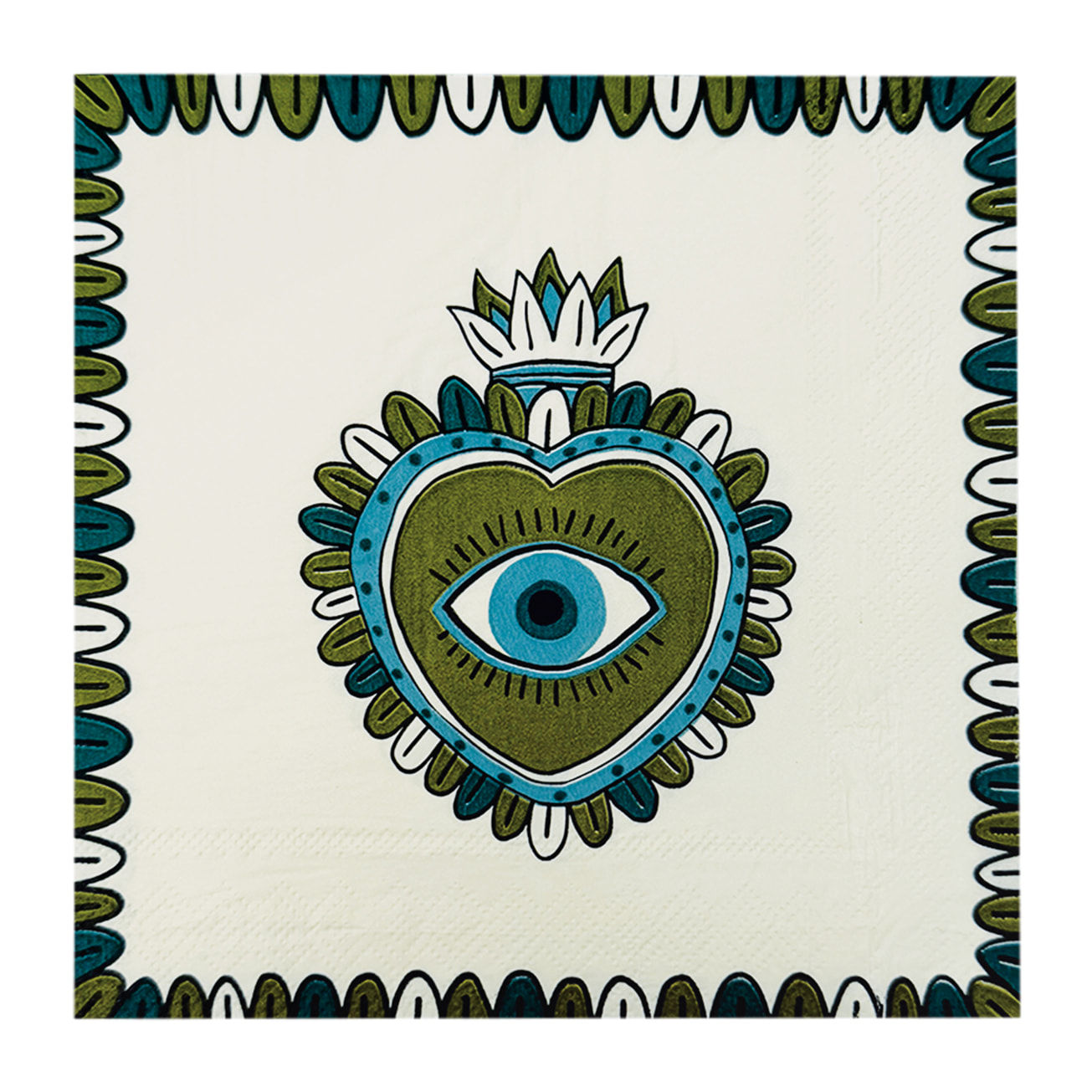 Lot de 20 serviettes en papier motif ex-voto - Vert
