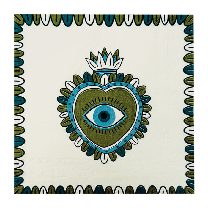 Lot de 20 serviettes en papier motif ex-voto - Vert