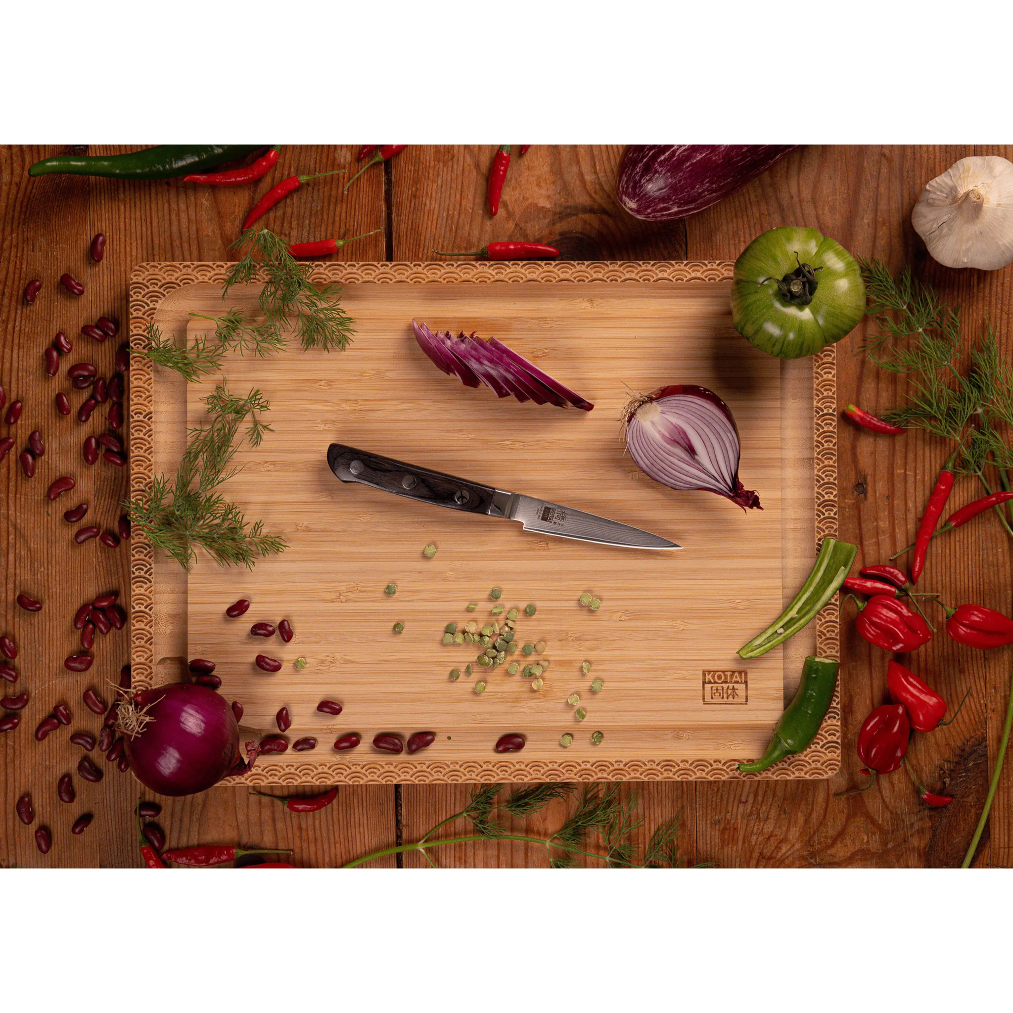 Il Set Completo: 5 coltelli (ufficio 9 cm + universale 15 cm + nakiri 16 cm + santoku 18 cm + gyuto 20 cm)