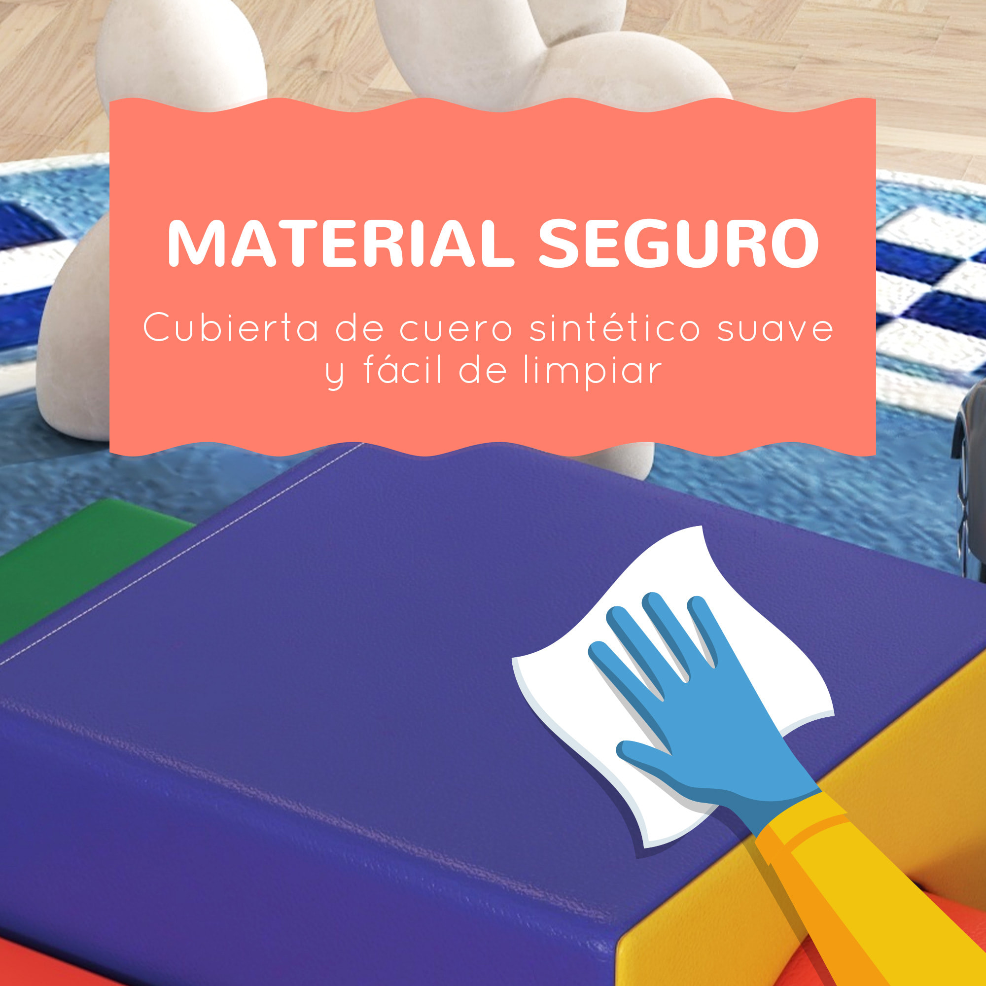 Juego de 4 Bloques de Espuma para Niños de 1-3 Años Figuras de Construcción Juguete para Aprendizaje Infantil Bloques Psicomotricidad Tapizados en PU 150x50x39 cm Multicolor