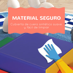 Juego de 4 Bloques de Espuma para Niños de 1-3 Años Figuras de Construcción Juguete para Aprendizaje Infantil Bloques Psicomotricidad Tapizados en PU 150x50x39 cm Multicolor