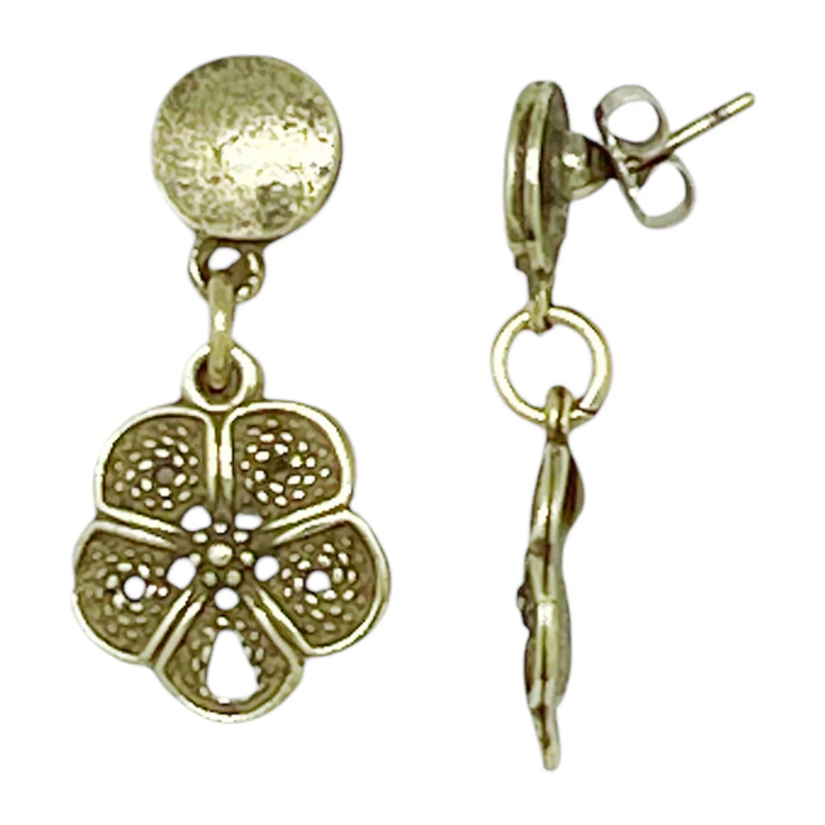 Pendiente Flor Cami en dorado relieve testura