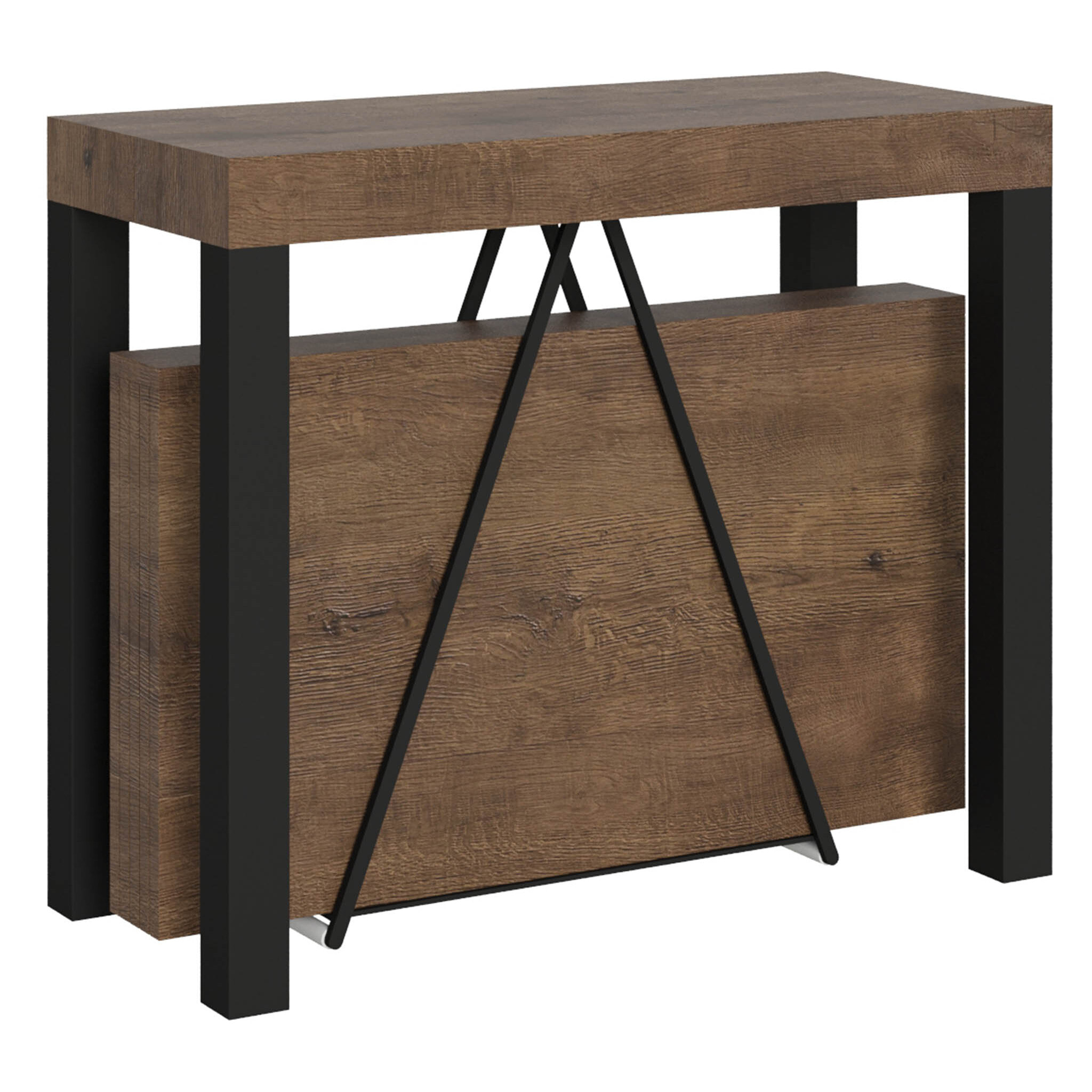 Consolle allungabile 90x40/300 cm Tiris Noce telaio Antracite