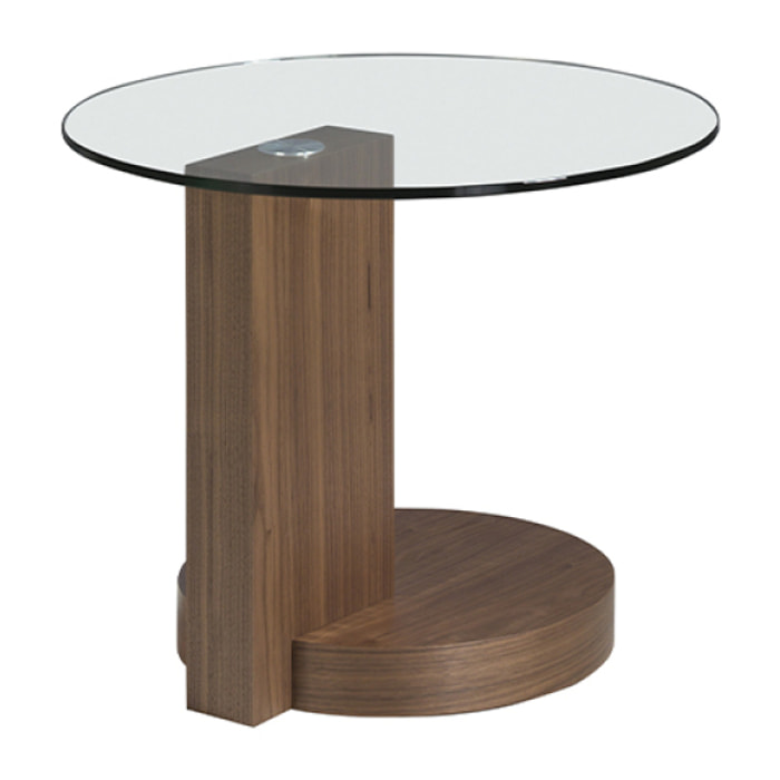 Mesa de rincón Angel Cerda de cristal y nogal 60x60x48cm