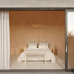 Suspension D75 cm en bambou avec fil blanc - Jipi