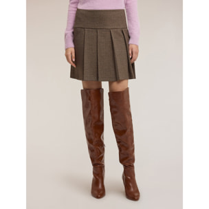 Motivi - Minigonna a pieghe fantasia check - Beige