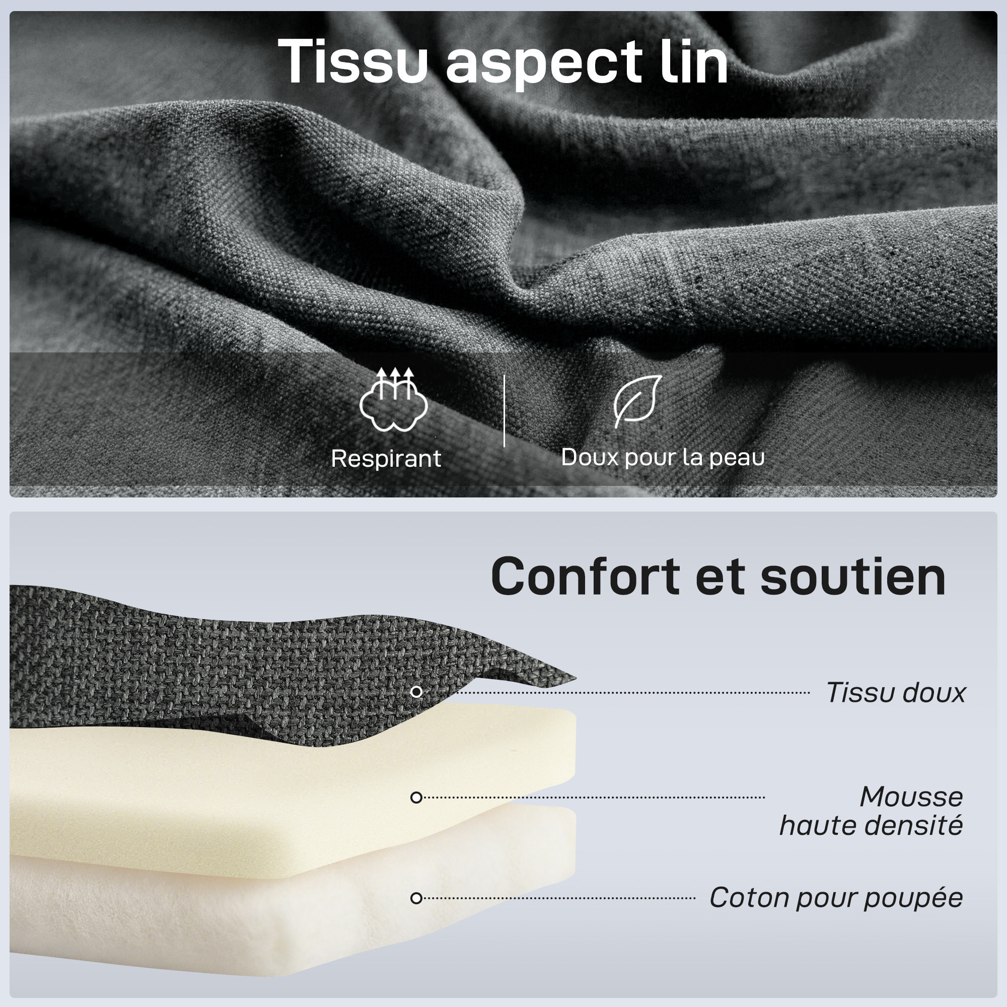 Fauteuil de sol pliable pivotant à 360° dossier réglable lin gris