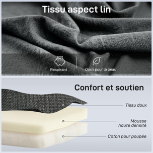 Fauteuil de sol pliable pivotant à 360° dossier réglable lin gris