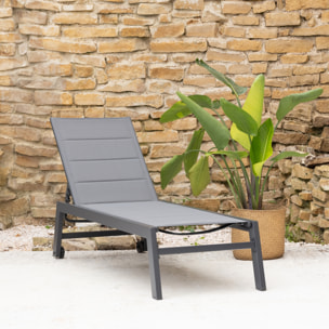 Bain de soleil BARBADOS en textilène gris - aluminium gris anthracite