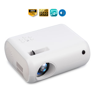 Videoproiettore LCD M8 con 100 lumen ANSI, immagine da 20 a 80 pollici, supporto Full HD 1080p, duplicazione dello schermo wireless e cablata.