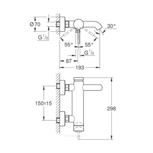 Mitigeur monocommande Bain/Douche Essence, finition Supersteel