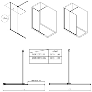 Walk-In Xmotion Pare baignoire 150x117,5 cm, noir (SATWIXMVZ150C)