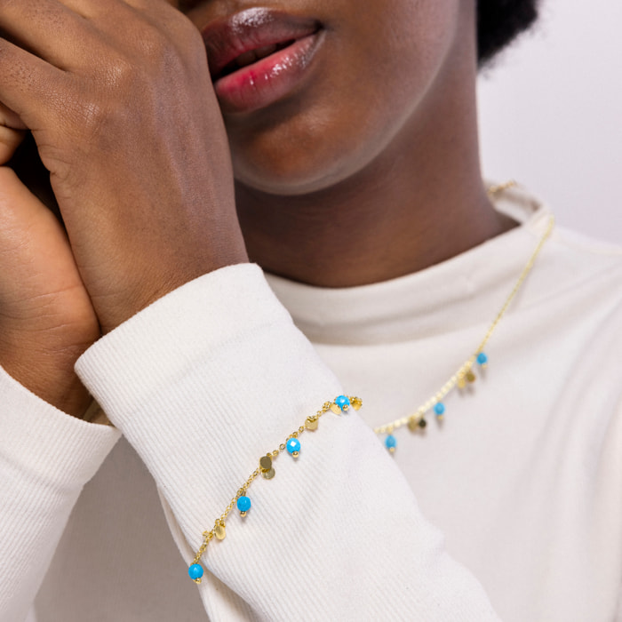 Pulsera de Turquesa acabada en oro amarillo de 18k