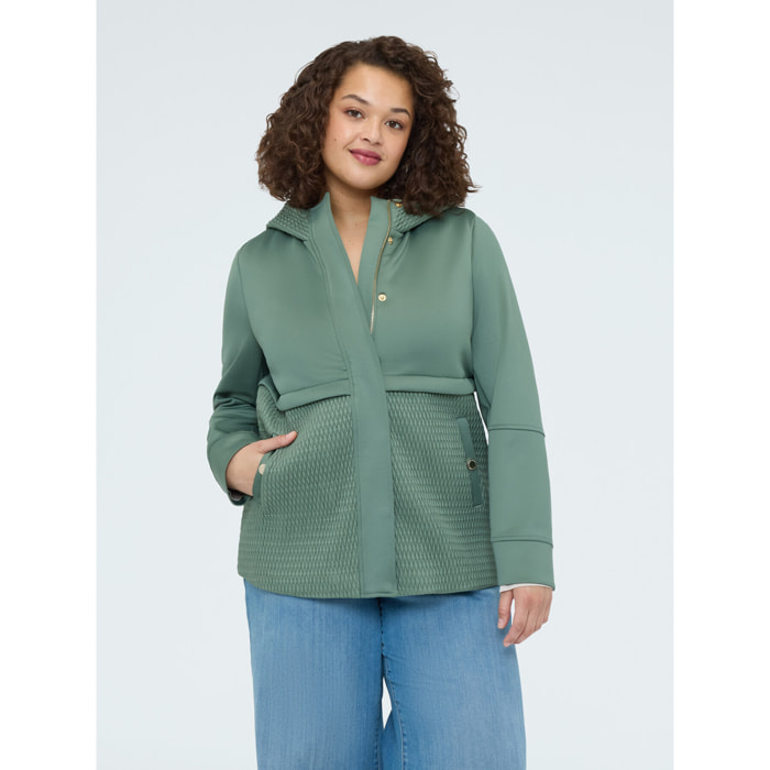 Fiorella Rubino - Chaqueta en scuba con detalles matelassé - Verde militare