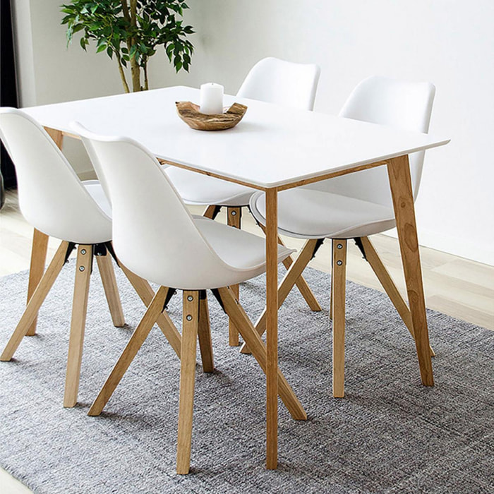 Vojens - Table à manger en bois 120x70cm - Couleur - Blanc