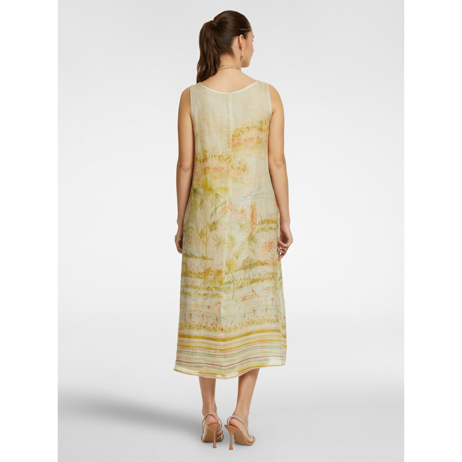 Elena Mirò - Vestido estampado con escote en pico - Beige