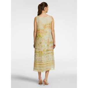 Elena Mirò - Vestido estampado con escote en pico - Beige