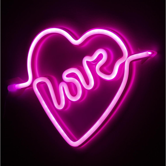 Ciondolo neon fucsia disegno Love Heart.